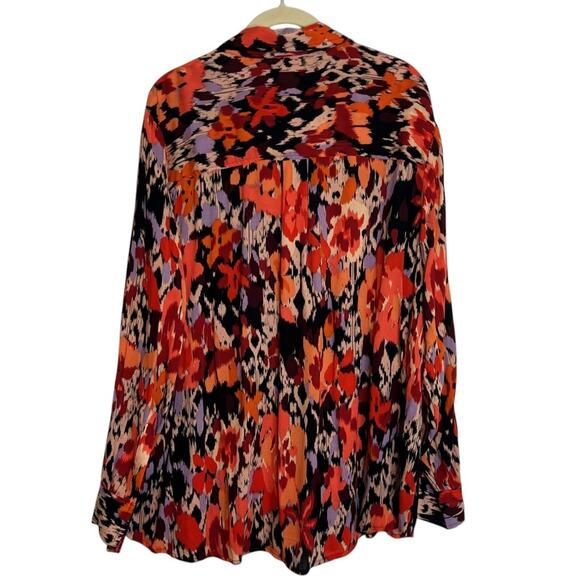 Liverpool Los Angeles Blouse 2X Orange Multicolor Button Up Long Sleeve Autumn - Picture 3 of 7